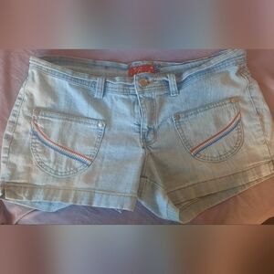 Light Wash Denim Kids’s or Womans BONITA Shorts with Embroidered Pocket Detail